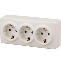Розетка Эра Эксперт 11-2208-02 Б0020701 (3х2P+E Schuko 16A-250В IP20 ОУ слоновая кость)