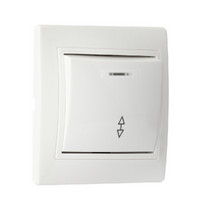 Выключатель проходной 1-клавишный Венера SBE-01w-10-SW12-1-c (с индикатором 10А керамика белый)