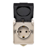 Розетка 1-местная Сатурн SBE-04w-16-S1-Z (с заземлением 16А с крышкой IP54)