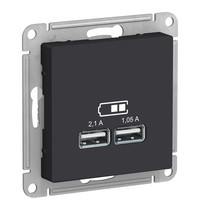 Розетка USB (Type-A + Type-A) Systeme Electric AtlasDesign ATN001033 (механизм карбон)