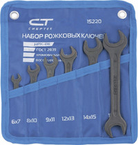 Набор ключей рожковых Сибртех 15220 (6 шт 6-19 мм CrV фосфатированные)