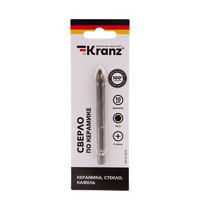 Сверло по стеклу и керамике 10 мм Kranz KR-91-0651 (4 грани шестигранный хвостовик)